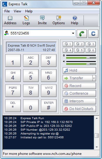 Express Talk VoIP Softphone Screenshot